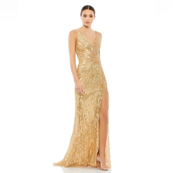 Mac Duggal 5473 NWT BEADED FLORAL SLEEVELESS GOWN - Picture 1 of 14